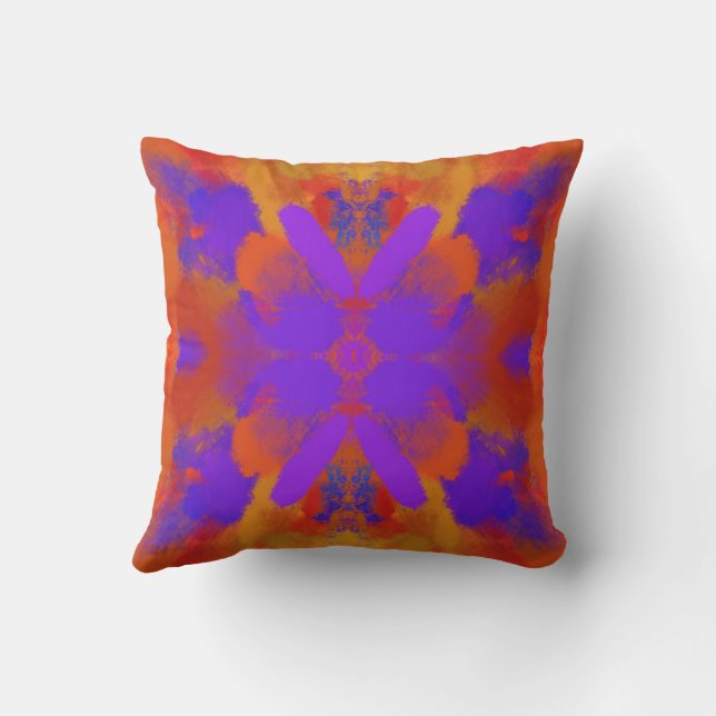 Orange Purple And Red Abstract Graphic Art Design Kissen (Rückseite)