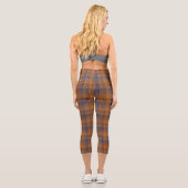 Orange Purple Checker Abstract Pattern Capri Leggings (Rückseite)