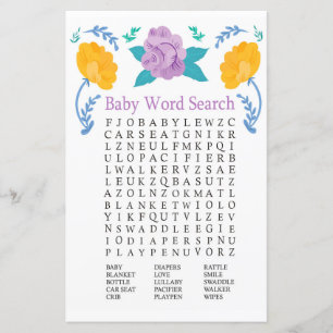 Orange Purple Flowers Kinderdusche Word Search Gam