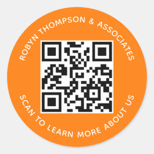 Orange QR-Code-Aufkleber Benutzerdefinierter Firme Runder Aufkleber
