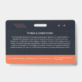 Orange QR Code Foto ID Abzeichen | Unternehmensmit Ausweis (Rückseite)