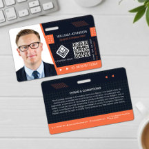 Orange QR Code Foto ID Abzeichen | Unternehmensmit