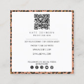 Orange QR-Code für Druckmuster von Tierhautleopard Quadratische Visitenkarte (Rückseite)