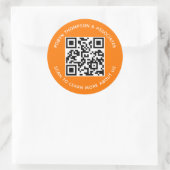 Orange QR Code Stickers Custom Business Name Round (Tasche)