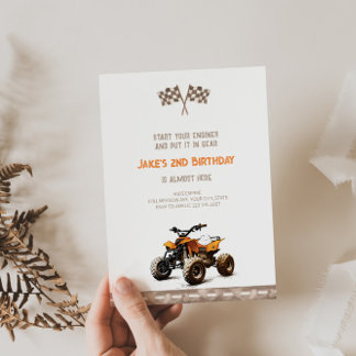 Orange Quad Bike Einladung zum Geburtstag