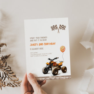 Orange Quad Bike Einladung zum Geburtstag