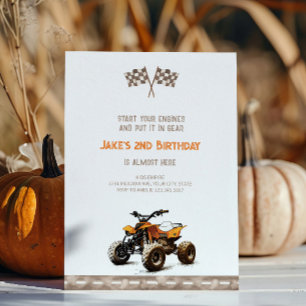 Orange Quad-Bike-Geburtstagseinladung Einladung