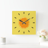 Orange Quadratische Wanduhr (Zuhause)