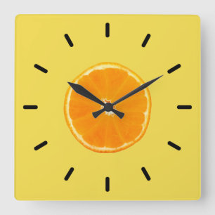 Orange Quadratische Wanduhr