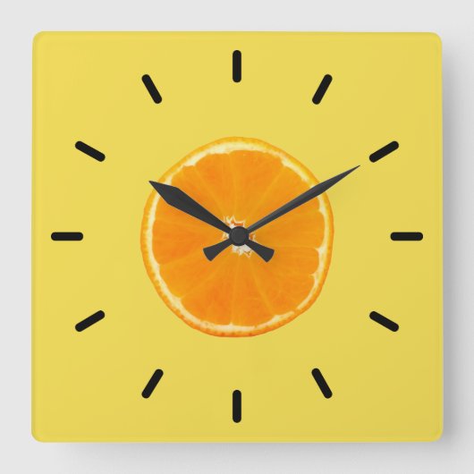 Orange Quadratische Wanduhr (Vorderseite)