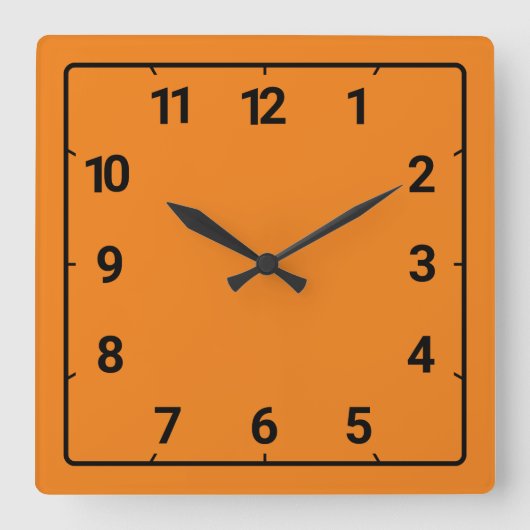 Orange Quadratische Wanduhr (Vorderseite)