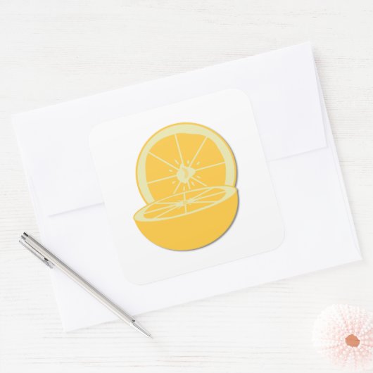 Orange Quadratischer Aufkleber (Umschlag)