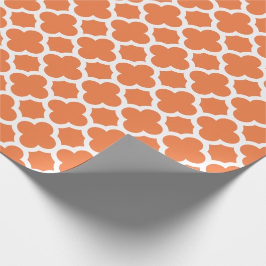 Orange Quatrefoil Gitter-Muster-Packpapier Geschenkpapier (Ecke)