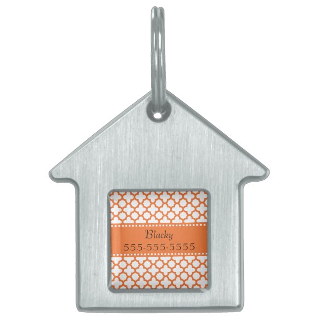 Orange Quatrefoil Muster Tiermarke (Vorderseite)