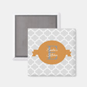 Orange Quatrefoil Personalisiert Magnet (Vorderseite/Rückseite)