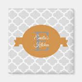 Orange Quatrefoil Personalisiert Magnet (Vorne)