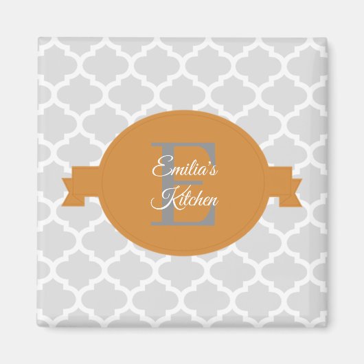 Orange Quatrefoil Personalisiert Magnet (Vorne)