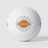 Orange Quatrefoil Personalisierte Golfbälle (Vorderseite)