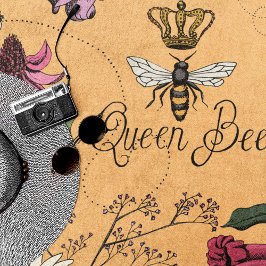 Orange Queen Bee Floral Pattern Strandtuch