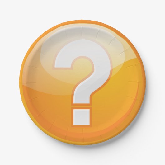 Orange Question Mark Paper-Teller Pappteller (Vorderseite)