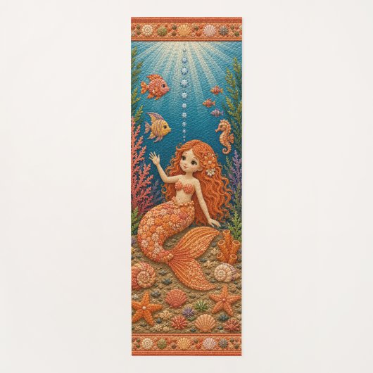 Orange Quilty Meerjungfrau Yogamatte (Vorderseite)