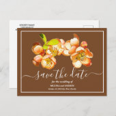 Orange Quince Brown Hintergrund Save the Date Postkarte (Vorne/Hinten)