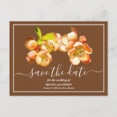 Orange Quince Brown Hintergrund Save the Date Postkarte (Vorderseite)