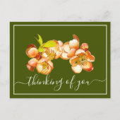 Orange Quince grüne Hintergrund Denken Sie an Sie Postkarte (Vorderseite)