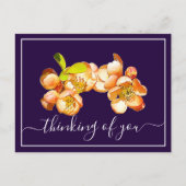 Orange Quince Violet Hintergrund Postkarte (Vorderseite)