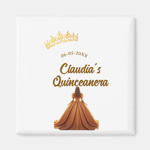 Orange Quinceanera Prinzessinnenkrone Geburtstagsn Magnet