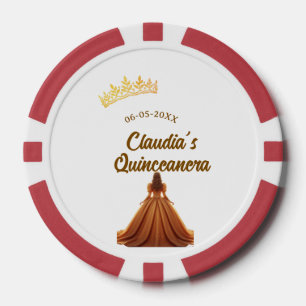 Orange Quinceanera-Prinzessinnenkrone Geburtstagsn Pokerchips