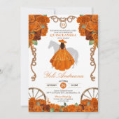 Orange Quinceanera Western Charro Einladung (Vorderseite)