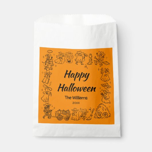 Orange Quirky Hand Drawn Doodles Halloween Geschenktütchen (Vorderseite)