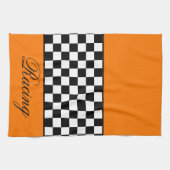 Orange Racing Themed Geschirrtuch (Horizontal)