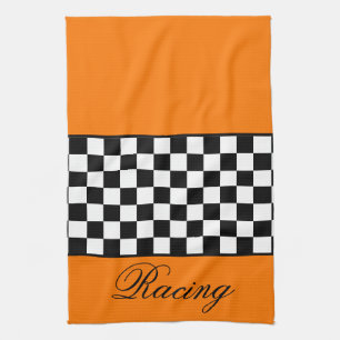 Orange Racing Themed Geschirrtuch