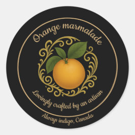 Orange Radiance – Handwerkliches Marmeladenetikett Runder Aufkleber