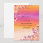 Orange Radiant Sunset Summer Wedding Einladung (Vorne/Hinten)