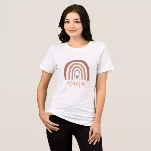 Orange Rainbow heart Mama T - Shirt (Vorderseite voll)