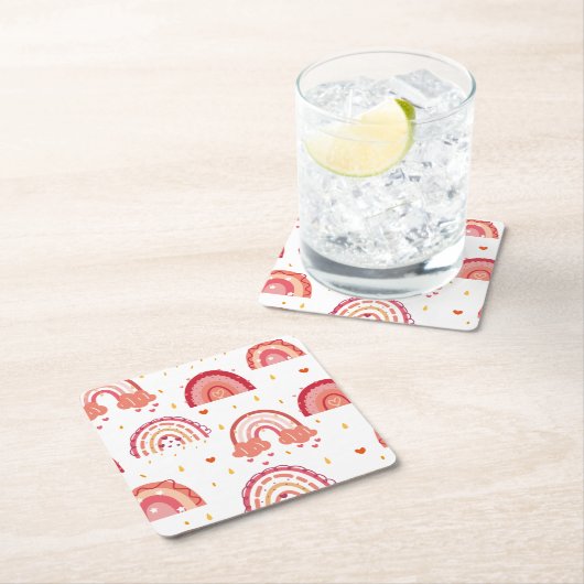 Orange Rainbow Rechteckiger Pappuntersetzer (Vor Ort)