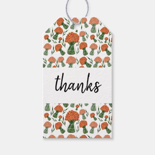 Orange Ranunculus Blume Wasserfarbe Geschenkanhänger (Vorderseite)