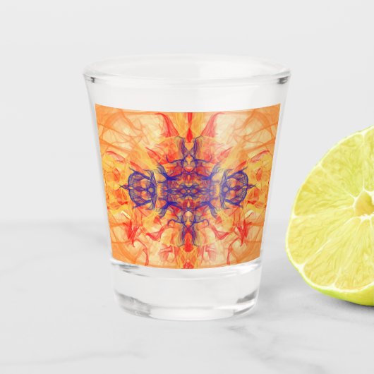 ORANGE RAUCHE - Fraktal Art - Shootglas Schnapsglas (Vorderseite)