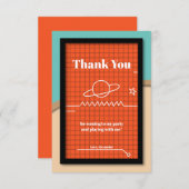 Orange Raumschiff Geburtstag Dankeschön Karte (Vorne/Hinten)