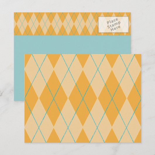 Orange Raute Postkarte (Vorne/Hinten)