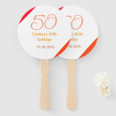 Orange red 50 birthday anniversary add name date p fächer (Vorne und Hinten)
