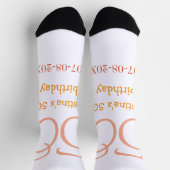 Orange red 50 birthday anniversary add name date p socken (Oben)
