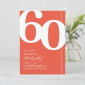 Orange Red 60. Geburtstagsparty Einladungen (Stehend Vorderseite)