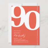Orange Red 90. Geburtstagsparty Einladung (Vorderseite)
