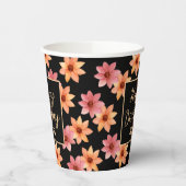 Orange Red Autumn Blumen Black Birthday Pappbecher (Links)