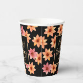 Orange Red Autumn Blumen Black Birthday Pappbecher (Rechts)