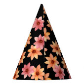 Orange Red Autumn Blumen Black Birthday Partyhütchen (Rückseite)